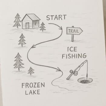 Эскиз компактного маршрута разведки по льду с несколькими лунками