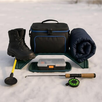 Санки с аккуратно уложенным снаряжением для зимнего маршрута