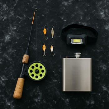 Лёгкий комплект для разведки: рюкзак и одна удочка на снегу