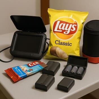 Стопка лишнего снаряжения, отложенная перед выездом