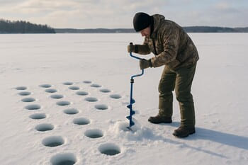 Схематичная линия маршрута с ответвлением к новой точке на льду