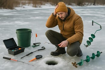 Рыболов идёт по льду без рюкзака и страховки, держась за карманы