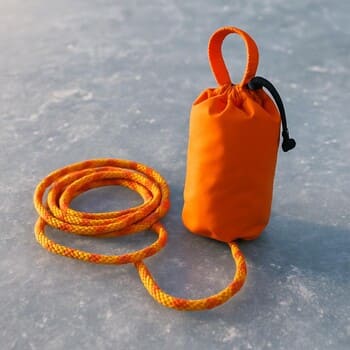 Сложенная спасательная верёвка на санках