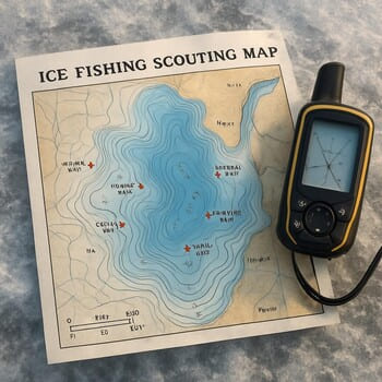 Эскиз разведочного маршрута с отметками лунок и глубин