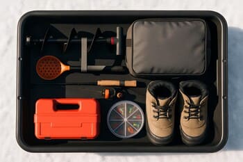 Санки сверху: аккуратно разложенное снаряжение по отделениям