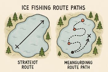 Схема основного и короткого маршрута по льду