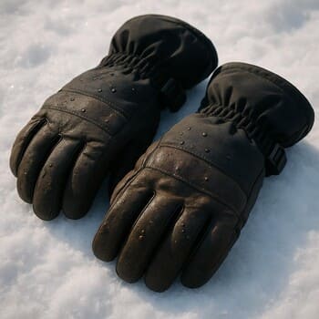 Тёплые перчатки и варежки на ящике зимнего рыболова