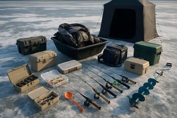 Санки с аккуратно сложенным снаряжением для однодневного выезда